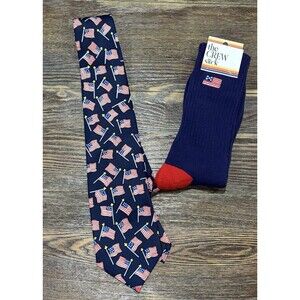 Patriotic Flag USA Neck Tie (Manzini Neckwear) & Crew Socks - New with Tags